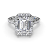 Striking Split Shank Diamond Halo Engagement Ring