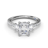 Enchanted Three Stone Emerald Diamond Engagement Ring 