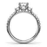 Enchanted Three Stone Emerald Diamond Engagement Ring 