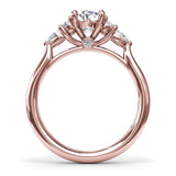 Pear Side Cluster Diamond Engagement Ring 