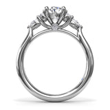 Pear Side Cluster Diamond Engagement Ring 