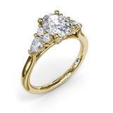 Pear Side Cluster Diamond Engagement Ring 