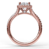 Classic Halo Engagement Ring with a Split Band