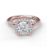 Classic Halo Engagement Ring with a Split Band