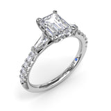Emerald Cut and Tapered Baguette Engagement Ring 