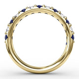 Sapphire and Diamond Shared Prong Anniversary Band