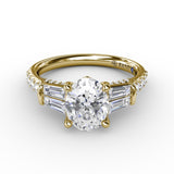 Oval Diamond Engagement Ring With Tapered Baguette Side Stones