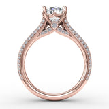 Oval Diamond Solitaire Engagement Ring With Baguettes and PavÃ©