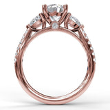Three-Stone Engagement Ring With Pear Cut Side Stones