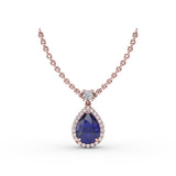 Sapphire and Diamond Teardrop Necklace 