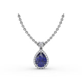Sapphire and Diamond Teardrop Necklace 