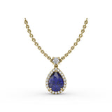 Sapphire and Diamond Teardrop Necklace 