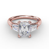 Emerald-Cut Diamond Engagement Ring With Tapered Baguette Side Stones