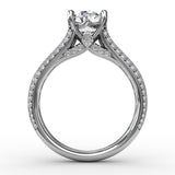 Oval Diamond Solitaire Engagement Ring With Baguettes and PavÃ©