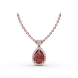 Ruby and Diamond Teardrop Necklace 