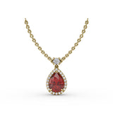Ruby and Diamond Teardrop Necklace 