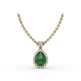 Emerald and Diamond Teardrop Necklace 