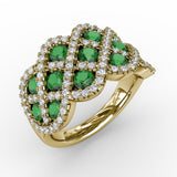 You And Me Emerald And Diamond Interweaving Ring