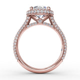 Seamless PavÃ© Diamond Double Halo Engagement Ring