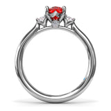 Three Stone Ruby and Diamond Ring