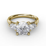 Classic Three-Stone Engagement Ring With Pear-Shape Side Diamonds