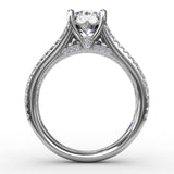 Round Diamond Engagement Ring With Triple-Row Diamond Band