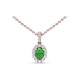 Emerald and Diamond Halo Necklace 