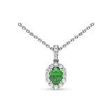 Emerald and Diamond Halo Necklace 