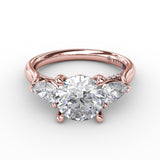 Classic Three-Stone Engagement Ring With Pear-Shape Side Diamonds