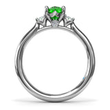 Three Stone Emerald and Diamond Ring