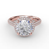 Seamless PavÃ© Diamond Double Halo Engagement Ring