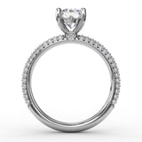 Classic Solitaire Engagement Ring With Seamless PavÃ© Band