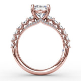 Contemporary Diamond Solitaire Engagement Ring With Openwork Diamond Band