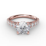 Contemporary Diamond Solitaire Engagement Ring With Openwork Diamond Band