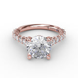 Contemporary Diamond Solitaire Engagement Ring With Hidden Halo