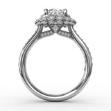 Vintage Double Halo Engagement Ring With Milgrain Details