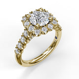 Large Cushion Halo Engagement Ring