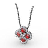 Flower Ruby and Diamond Pendant 