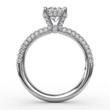 All-Over Pave Diamond Solitaire Engagement Ring With Hidden Halo