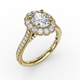 Vintage Scalloped Halo Oval Engagement Ring With Milgrain Details