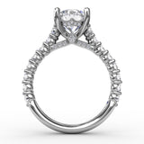 Contemporary Diamond Solitaire Engagement Ring With Hidden Halo