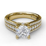 Three Row Stepped Engagement Ring