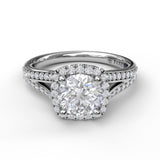 Classic Diamond Halo Engagement Ring with a Subtle Split Band