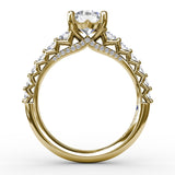 Contemporary Diamond Solitaire Engagement Ring With Openwork Diamond Band