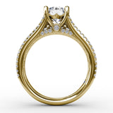 Round Diamond Engagement Ring With Triple-Row Diamond Band