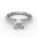 Classic Solitaire Engagement Ring With Flawless PavÃ© Band
