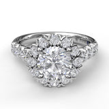 Sparkling Diamond Halo Engagement Ring