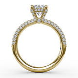 All-Over Pave Diamond Solitaire Engagement Ring With Hidden Halo