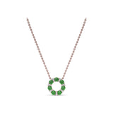 Shared Prong Emerald and Diamond Circle Necklace