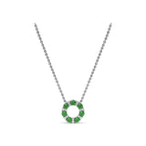 Shared Prong Emerald and Diamond Circle Necklace